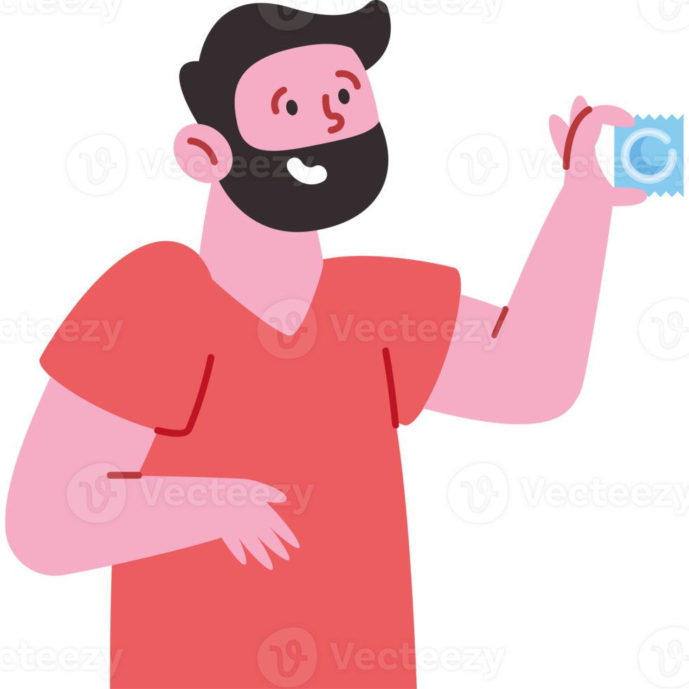A man holding a condom in his hand png
