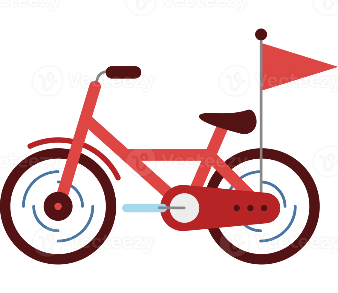 A red bike with a flag on it png