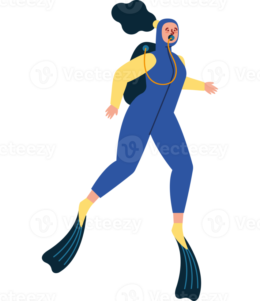 A woman in a scuba suit is running png