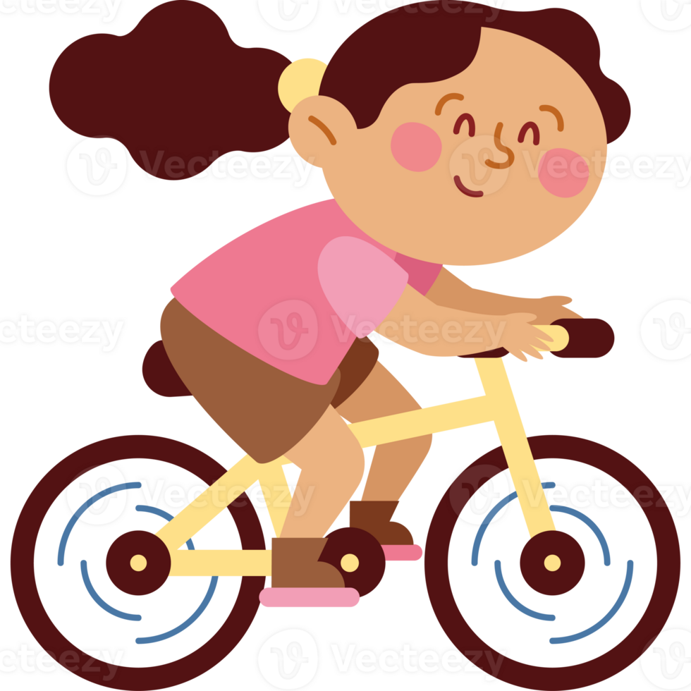 A girl riding a bike on a black background png