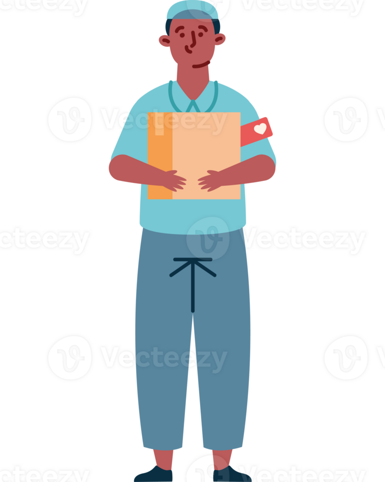 A man in scrubs holding a box png