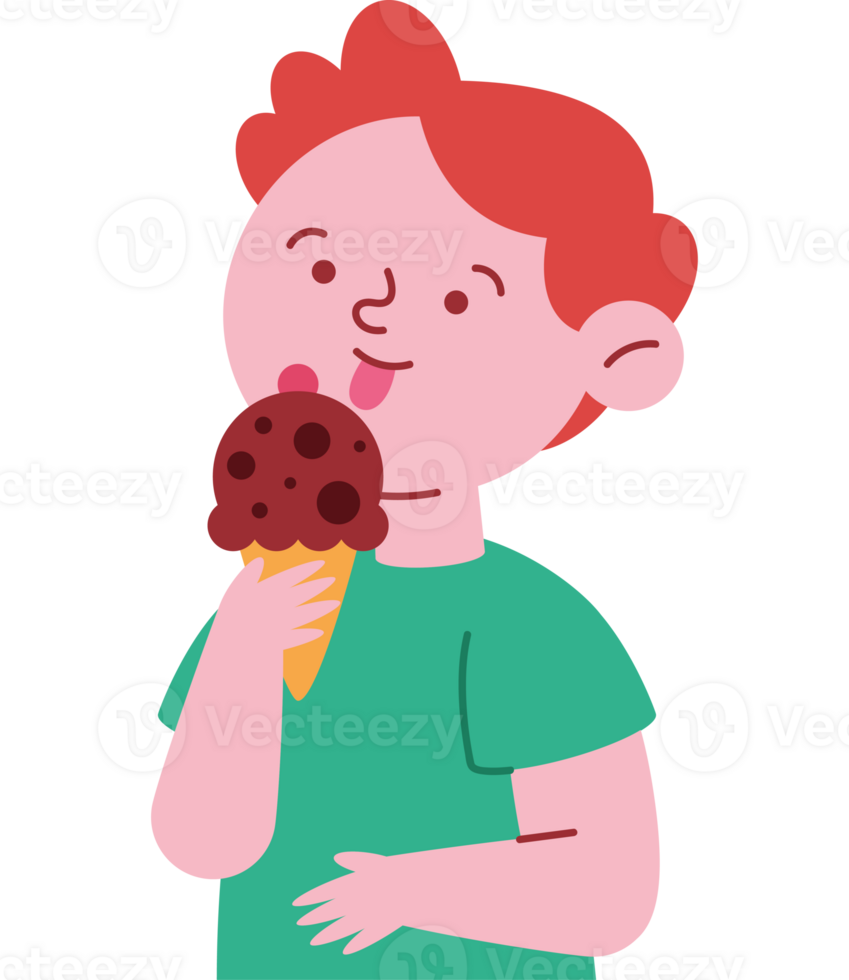A boy eating an ice cream cone png