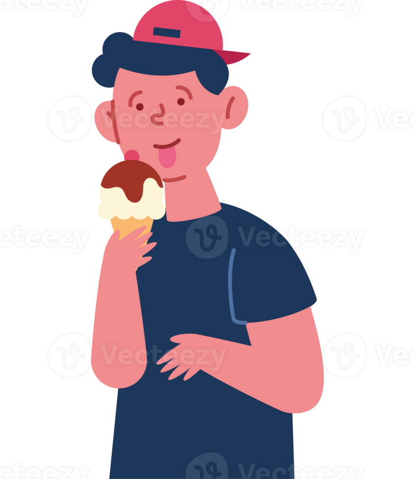 A man eating an ice cream cone png