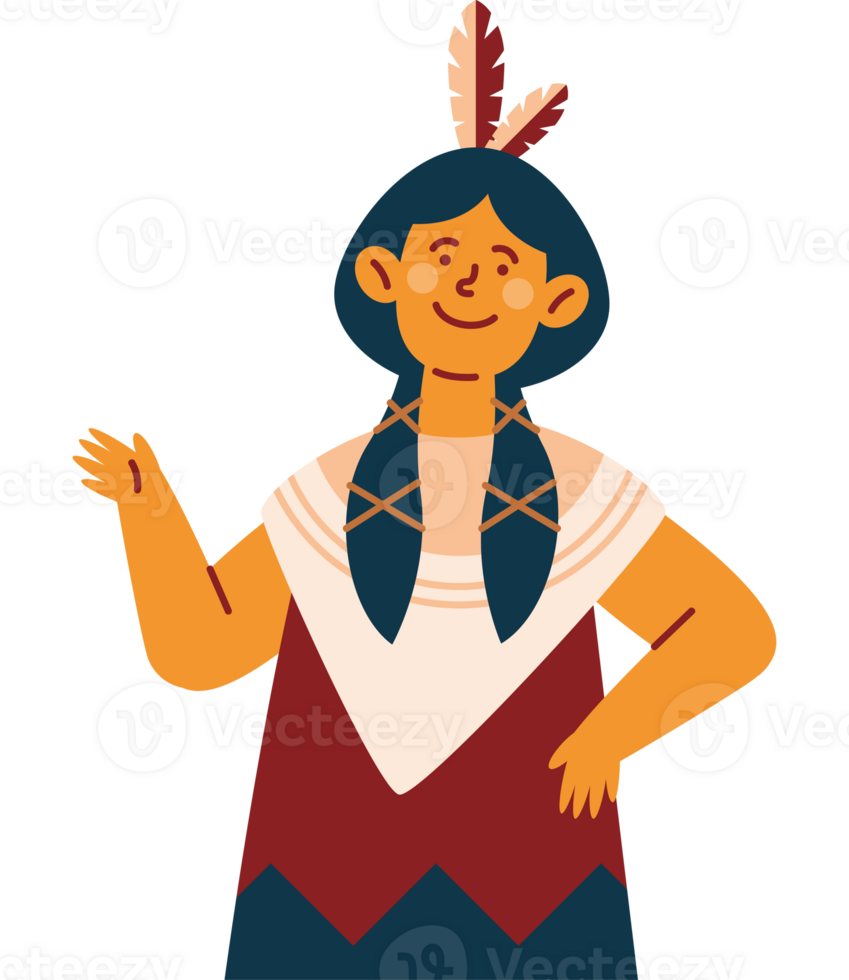 An illustration of a native american woman png