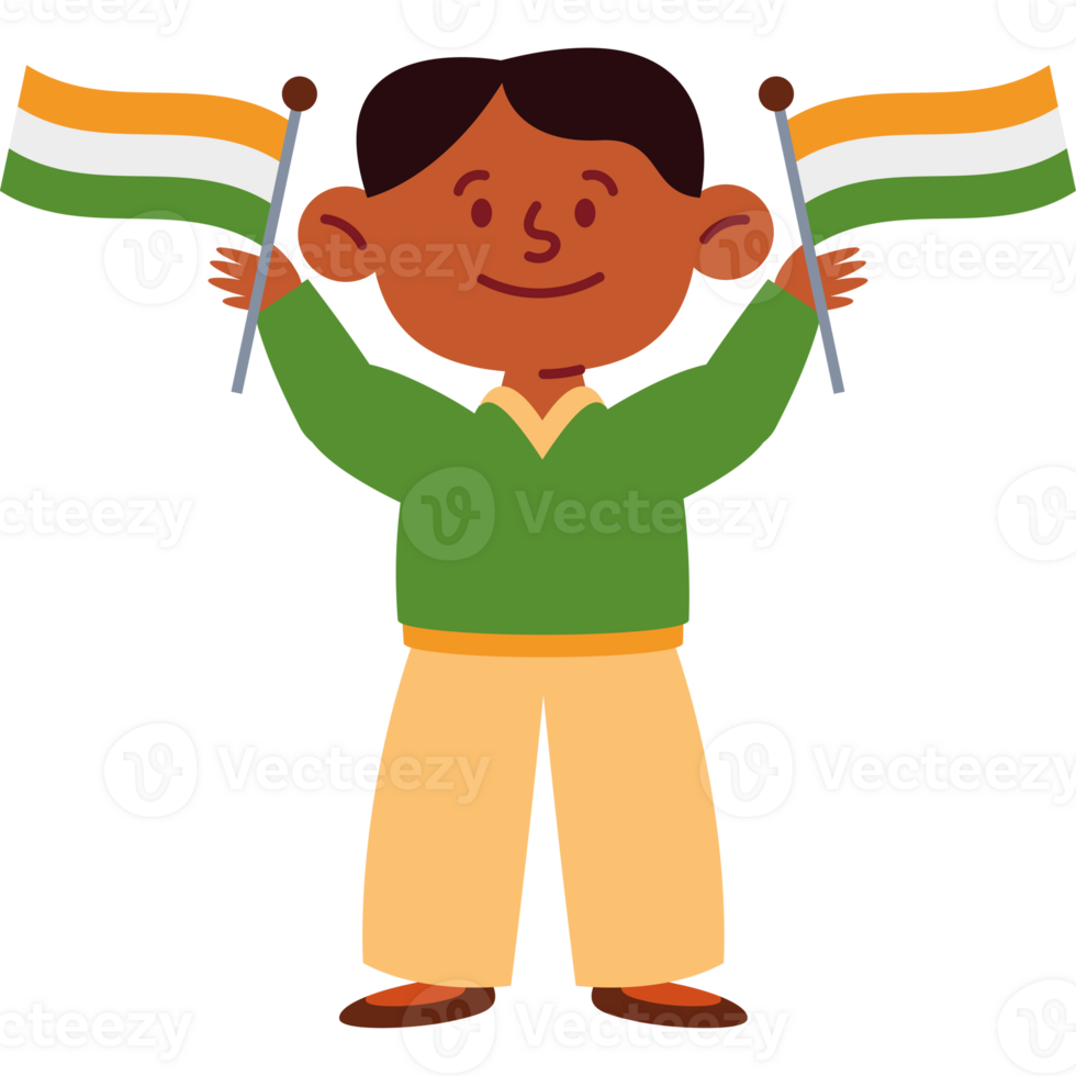 Indian boy holding indian flag png