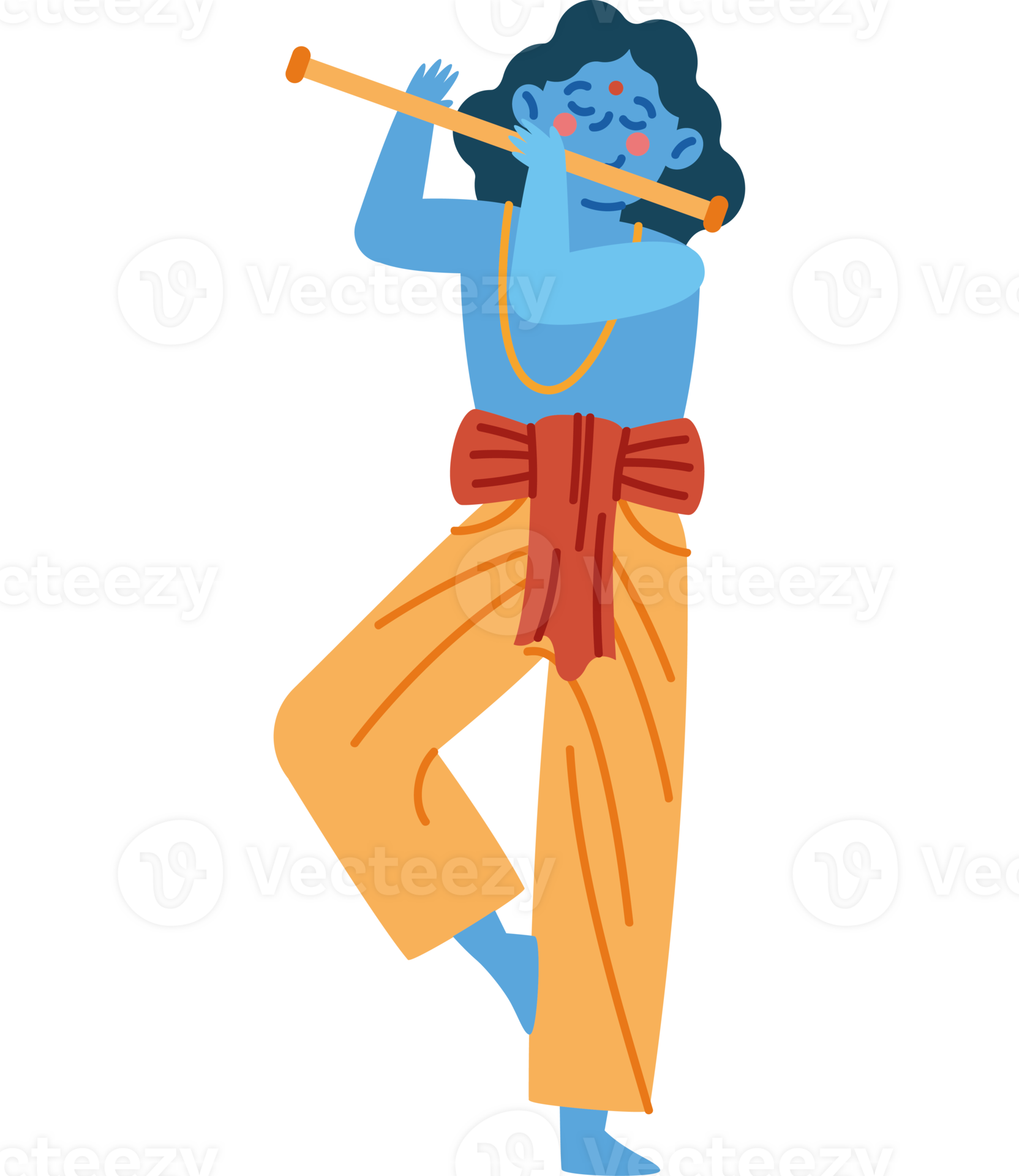 A cartoon blue indian man playing the flute 50882100 png