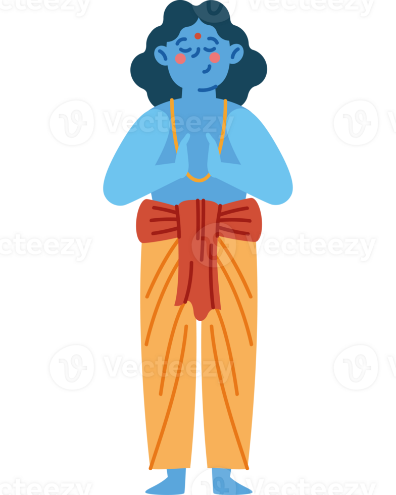 A cartoon blue indian man with a smile on his face png