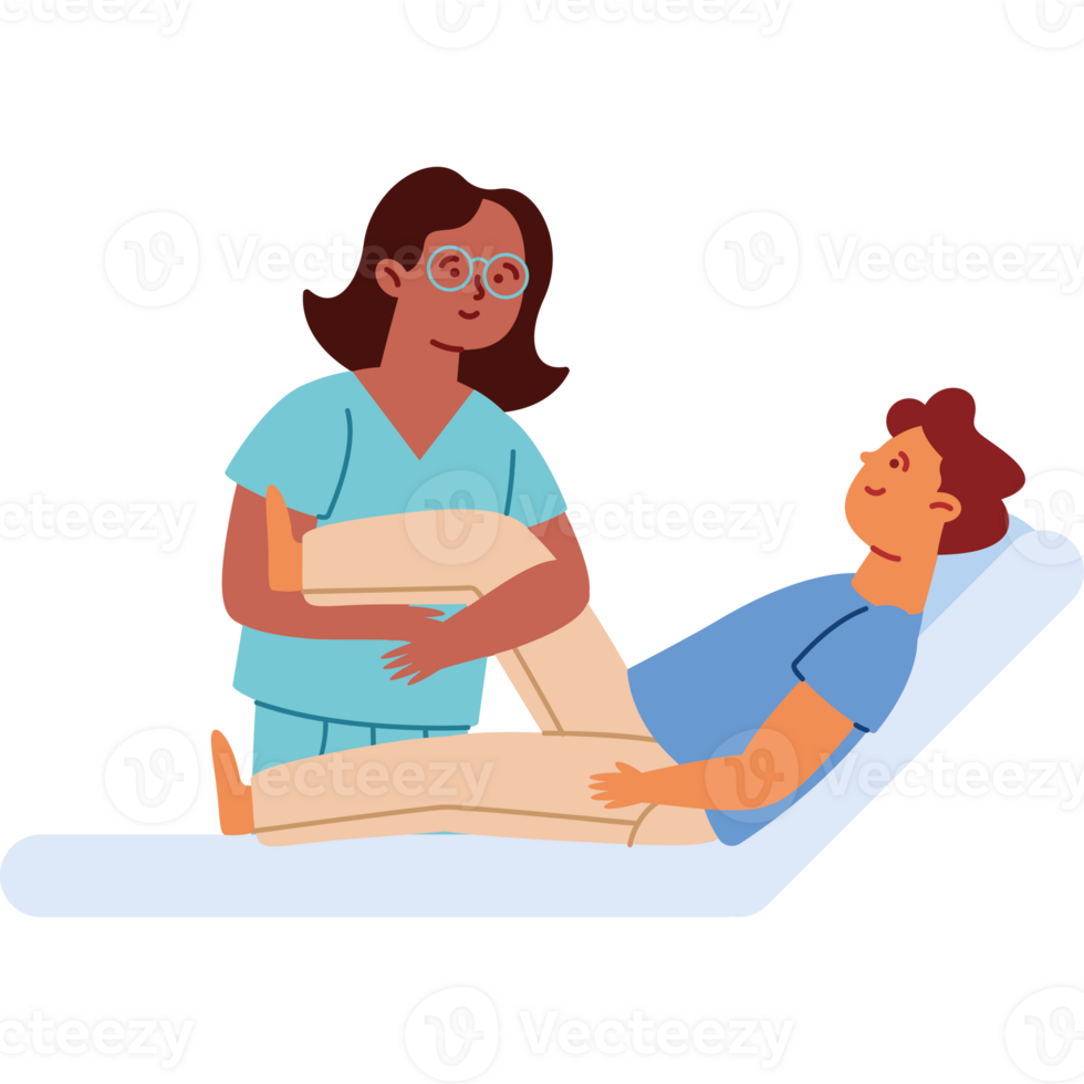 A nurse is helping a patient with a leg png
