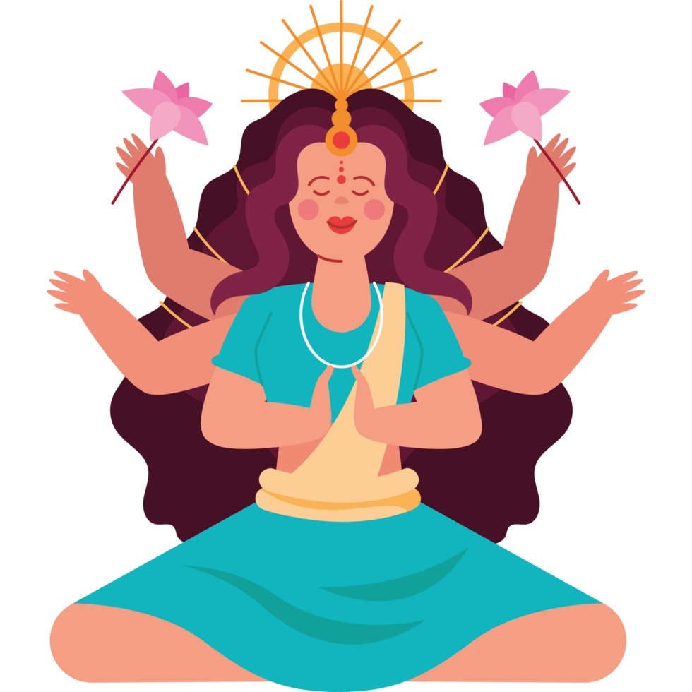 goddess durga in meditation pose png