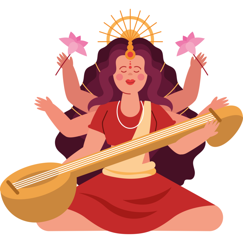 goddess durga character with sitar png