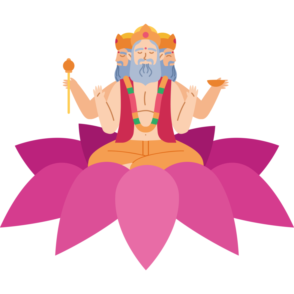 brahma hindu deity on lotus png