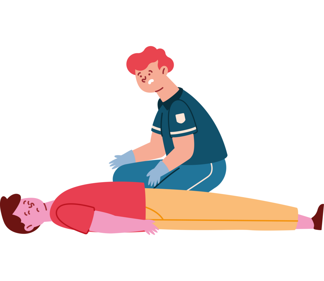 man giving first aid to a patient png