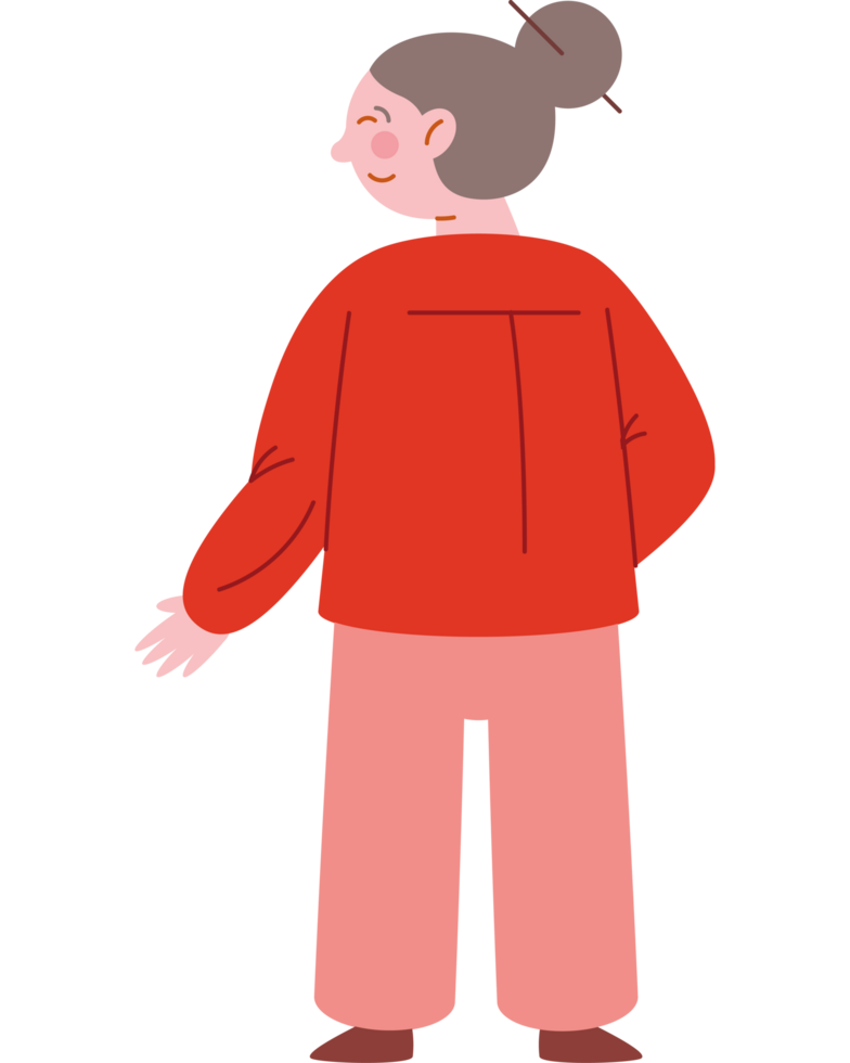 back view of senior woman png