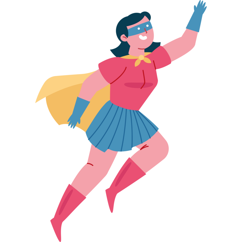 cute cartoon girl in superhero costume png
