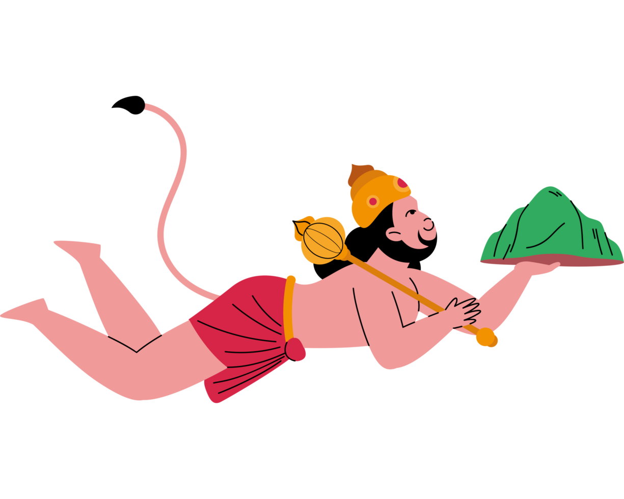hanuman lifting up dronagiri mountain png