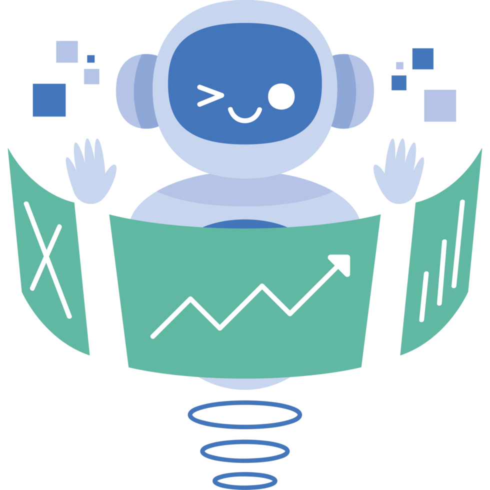 ai robot with digital data and creative ideas png