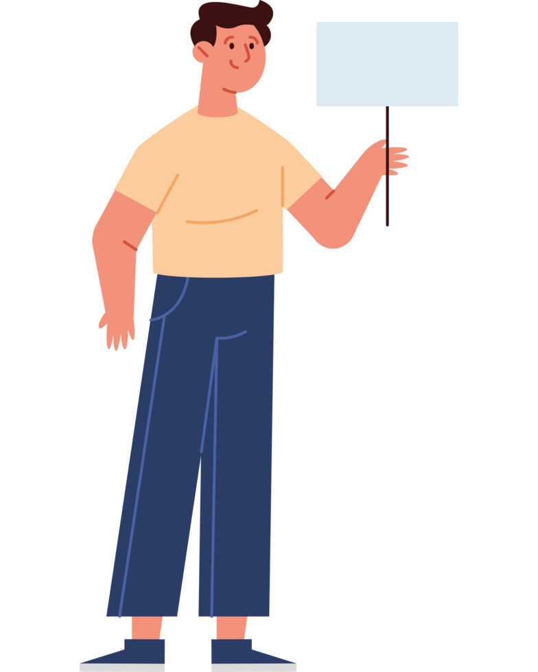 man hold empty blank board png