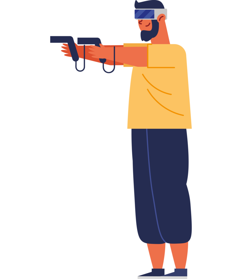 adult man playing with headset game tech png