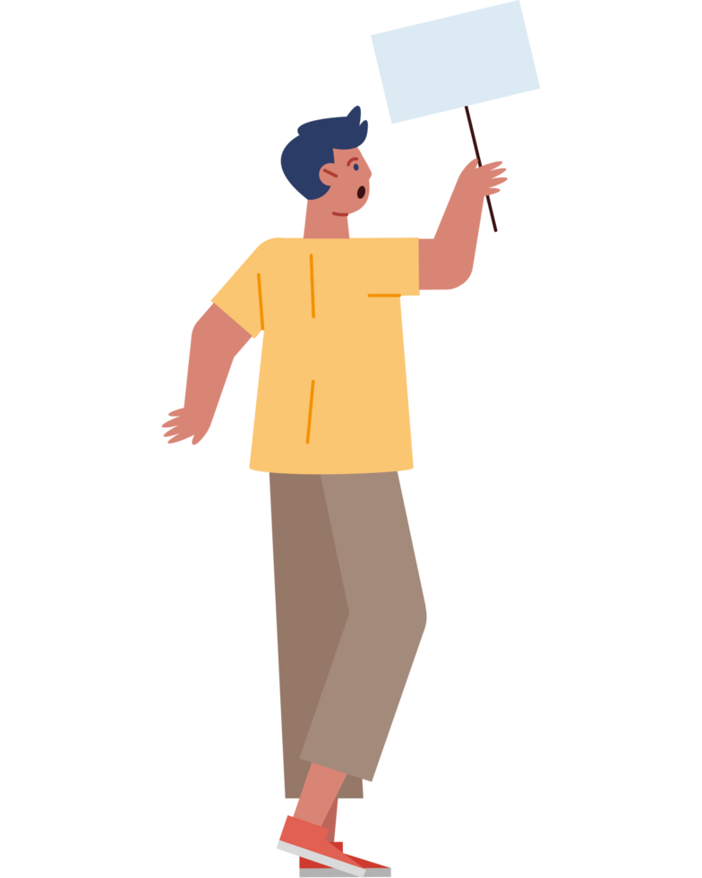 happy man showing placard png