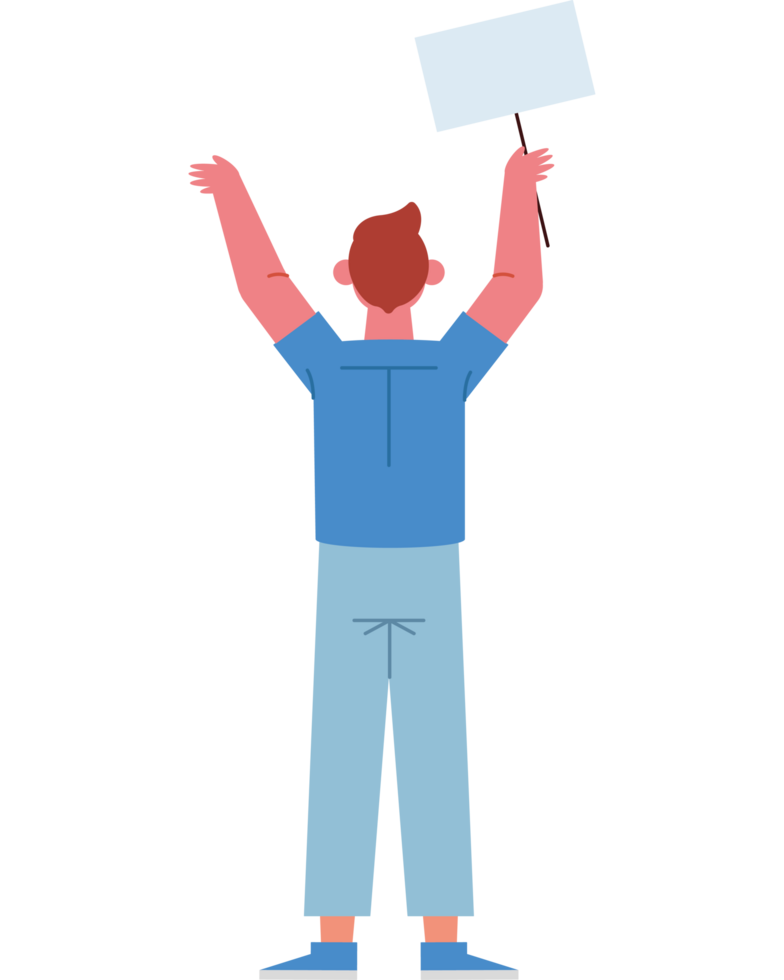 man with an empty poster in his hands png