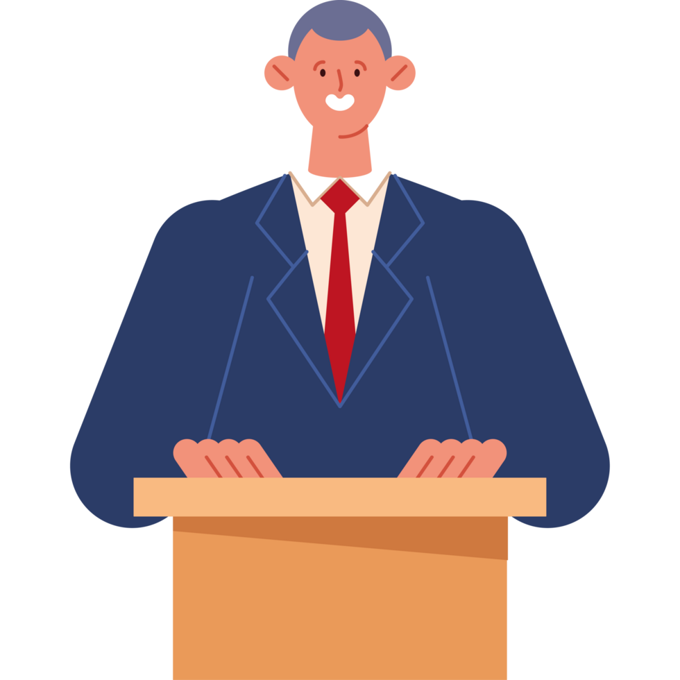 candidate man in suit standing on podium png