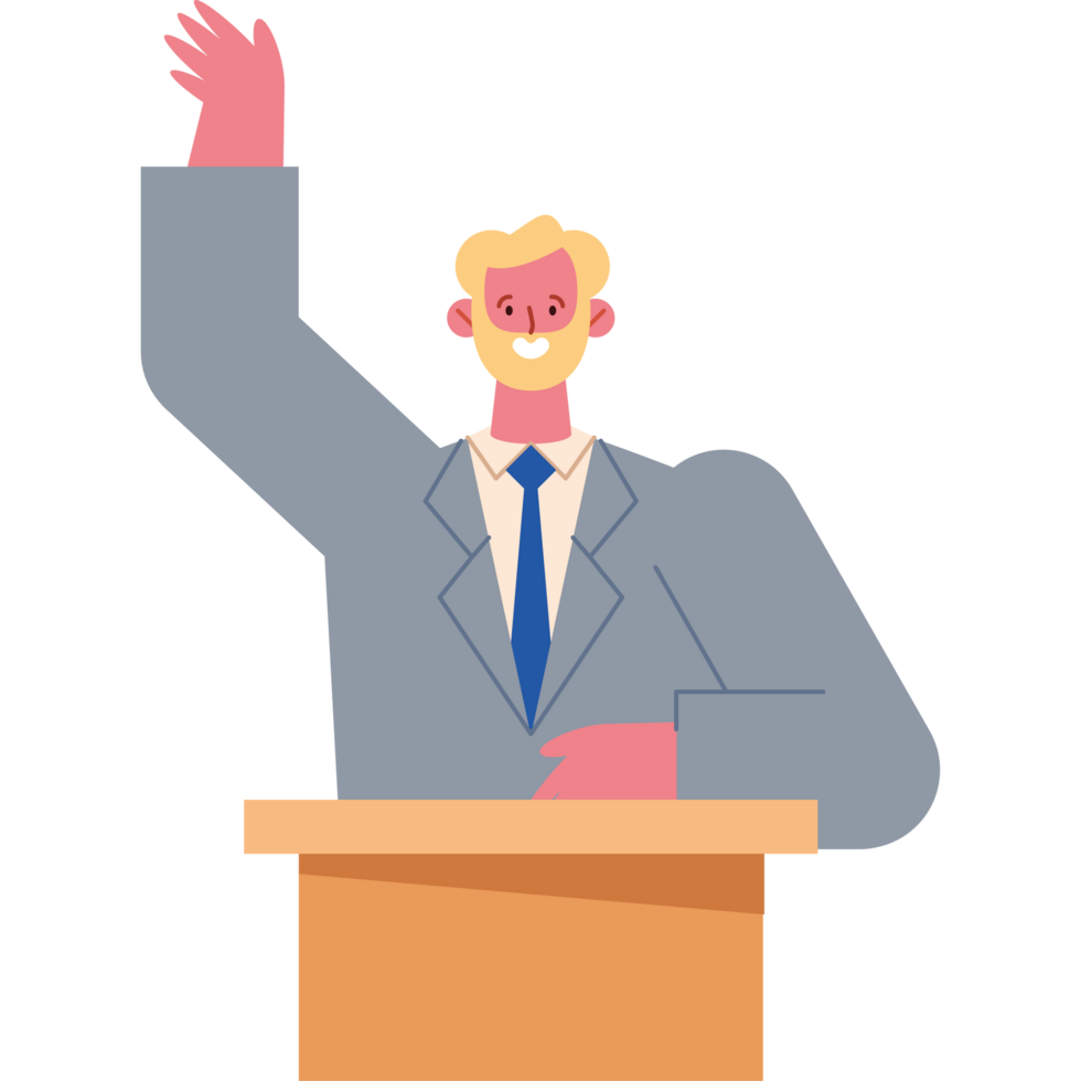 charismatic male speaker behind the podium png