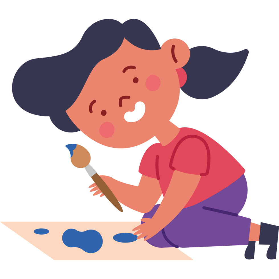 little girl with paint brush character png