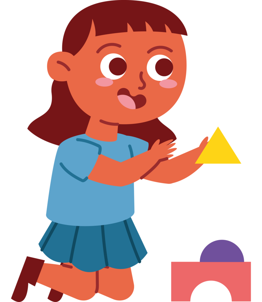 cartoon girl playing with educational toys png
