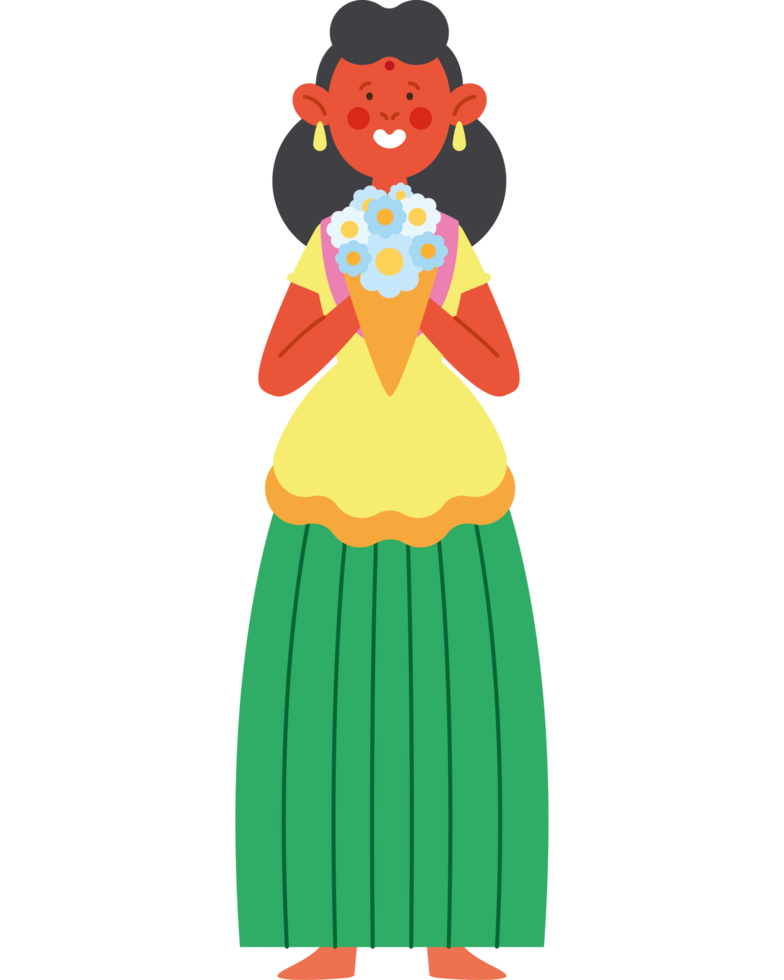 hindu wedding bride with flowers png