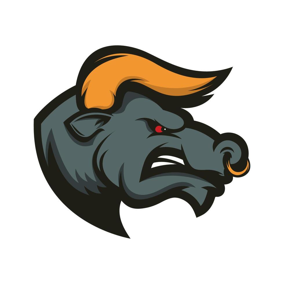 Bull mascot. Emblem for sport team or club. Design element for logo, label, emblem, sign, badge. illustration. vector