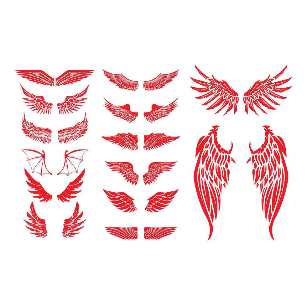 Big set of wings isolated on white background. Design elements for logo, label, badge, emblem, sign. Vintage element. vector