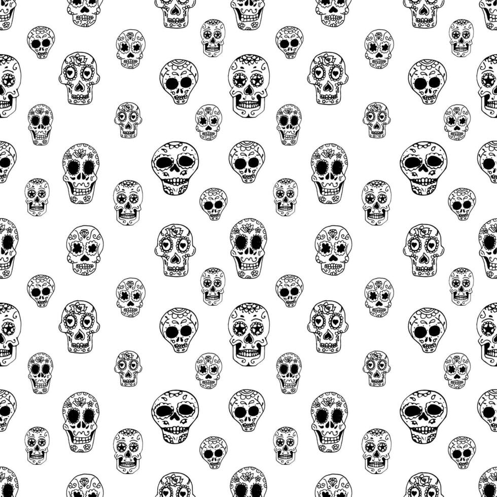 Seamless pattern with sugar skulls. Design element in . vector