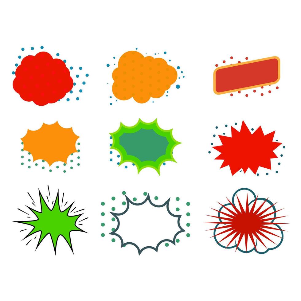 Set of comic book explosion. Retro pop art empty speech bubble with dots. Design elements in . vector
