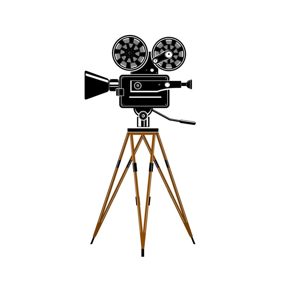 Movie camera isolated on white background. Design elements for poster, flyer. illustration. vector