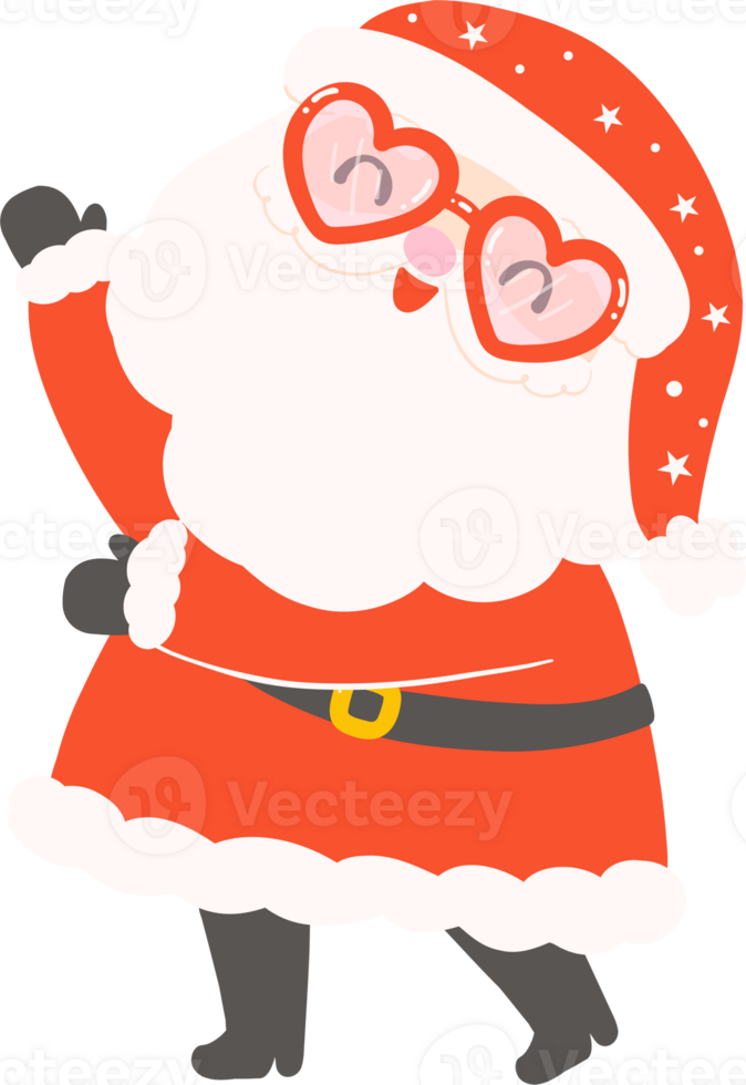Groovy Retro Santa Christmas with Glasses Happy Face png