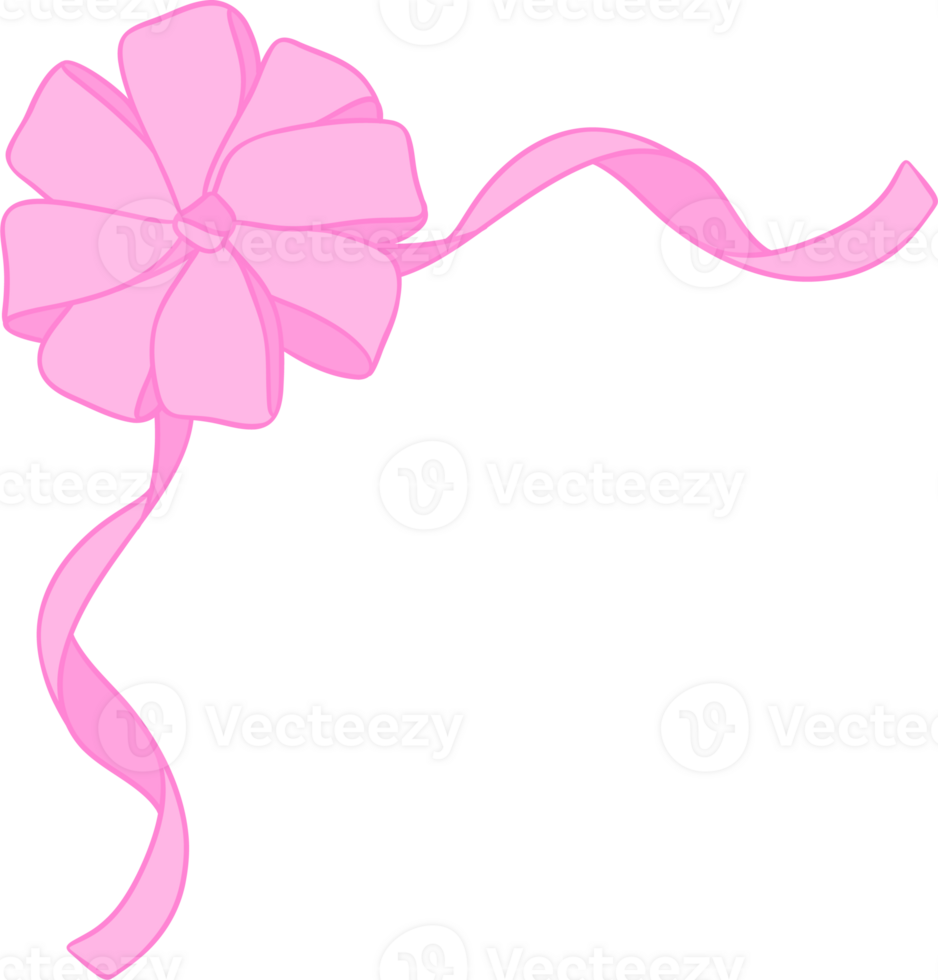 retro Pink ribbon bow border corner png