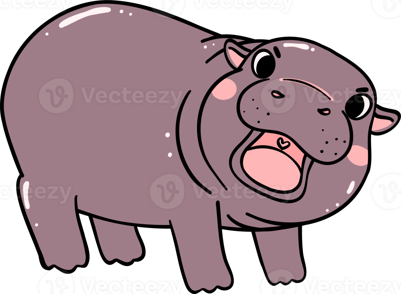 Cute Baby Pygmy Grumpy Hippo Bouncy pig cartoon character png