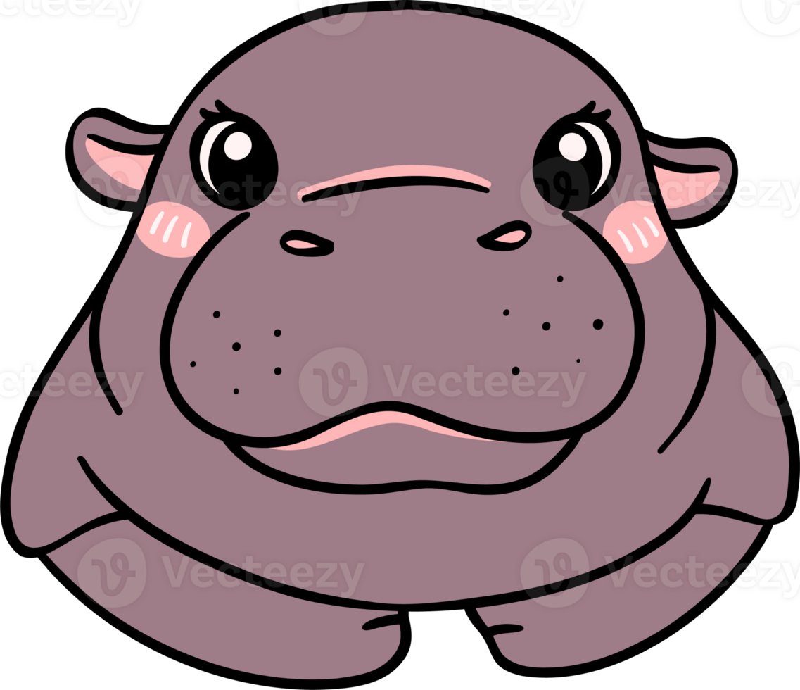 Adorable Baby Pygmy Hippo Bouncy pig cartoon character png