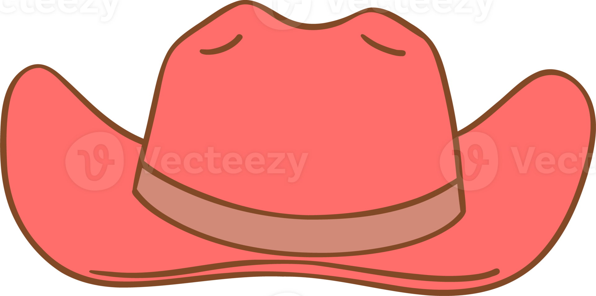 Retro red cowboy hat doodle png