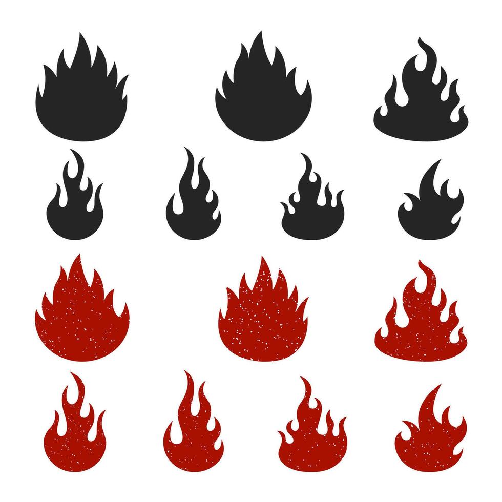 Set of fire icons isolated on white background. illustration vector