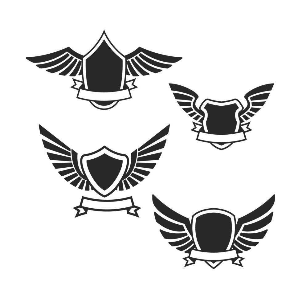 Set of the empty emblems with wings. Design elements for logo, label, badge, sign. vector