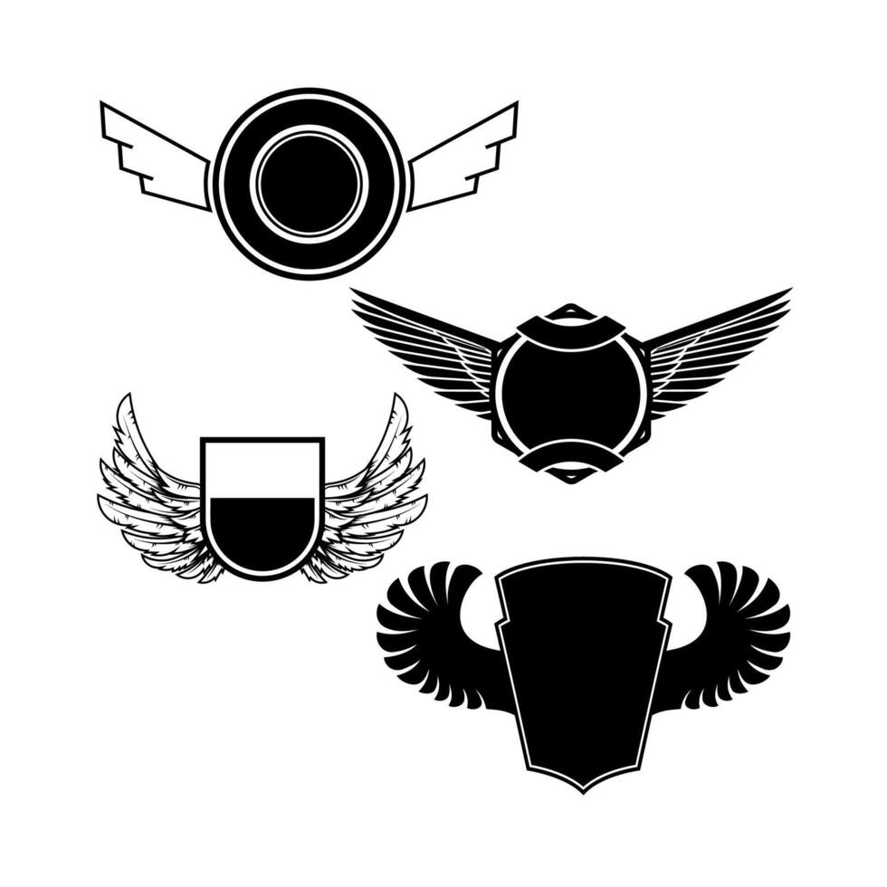 Wings with banners set on white background. Heraldic wings. Element for logo,label and emblems design. illustration. vector