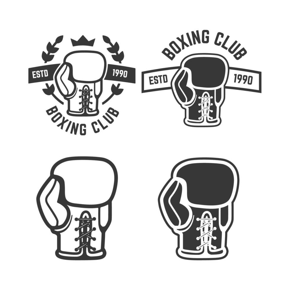 Set of boxing club emblems templates isolated on white background. Boxing gloves. Design elements for logo, label, badge, sign. illustration vector