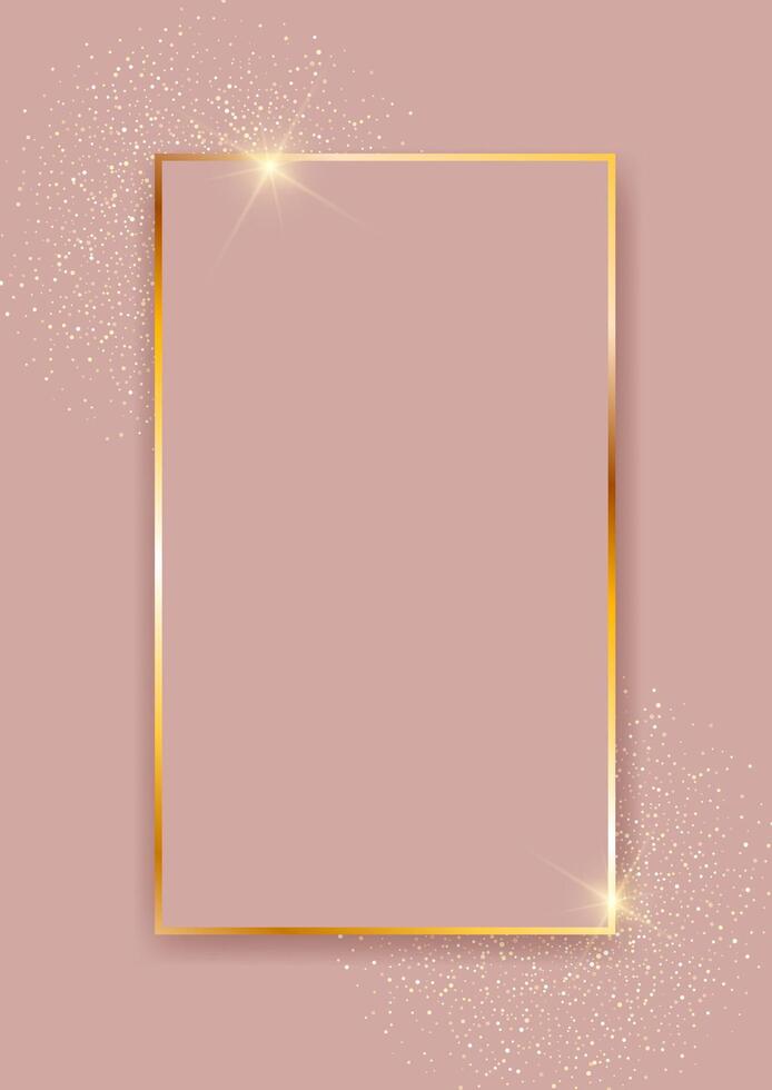 Elegant rose gold border with sparkling confetti design vector