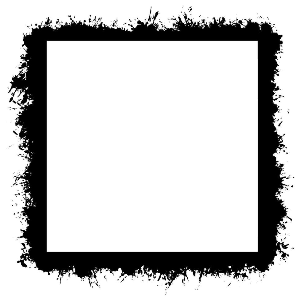Grunge splatter border design in black and white vector