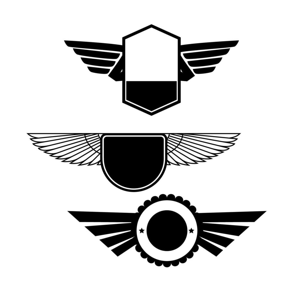 Wings with banners set on white background. Heraldic wings. Element for logo,label and emblems design. illustration. vector