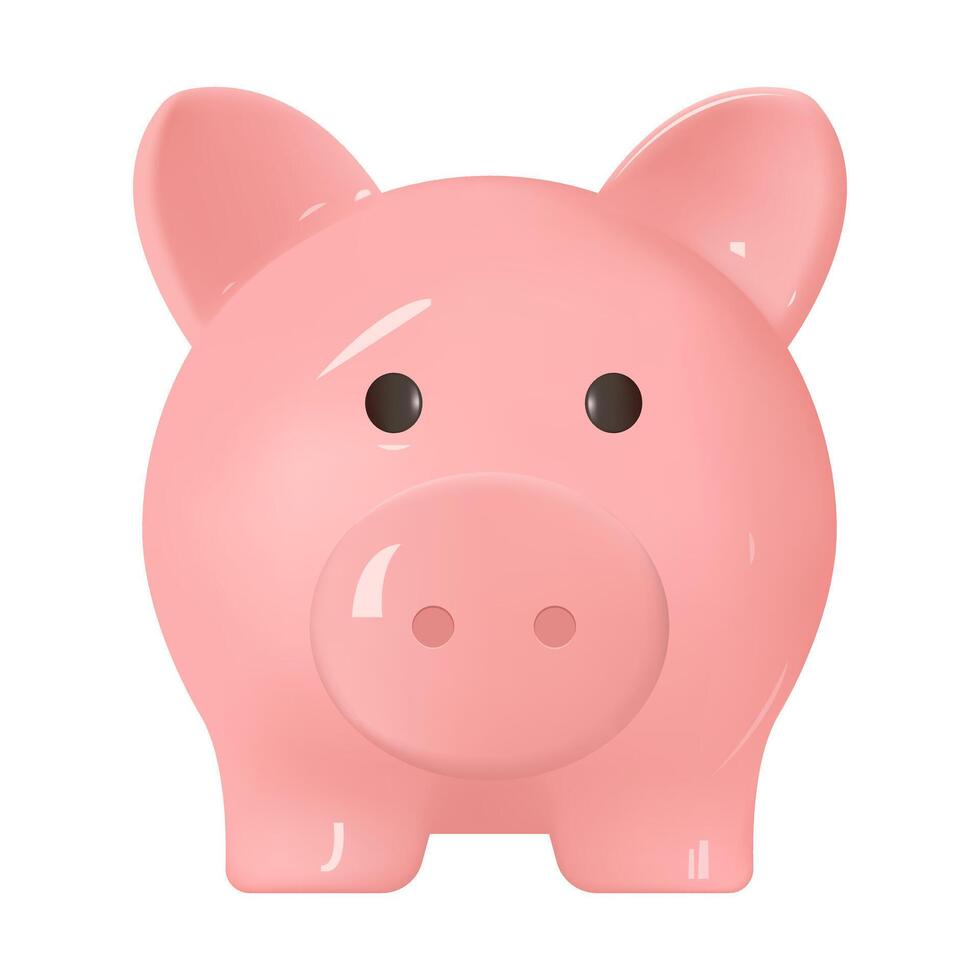 Glossy pink piggy bank symbolizing savings and financial security here is an illustration. Classic pink piggy bank on a white background. Glossy pink piggy bank symbolizing vector