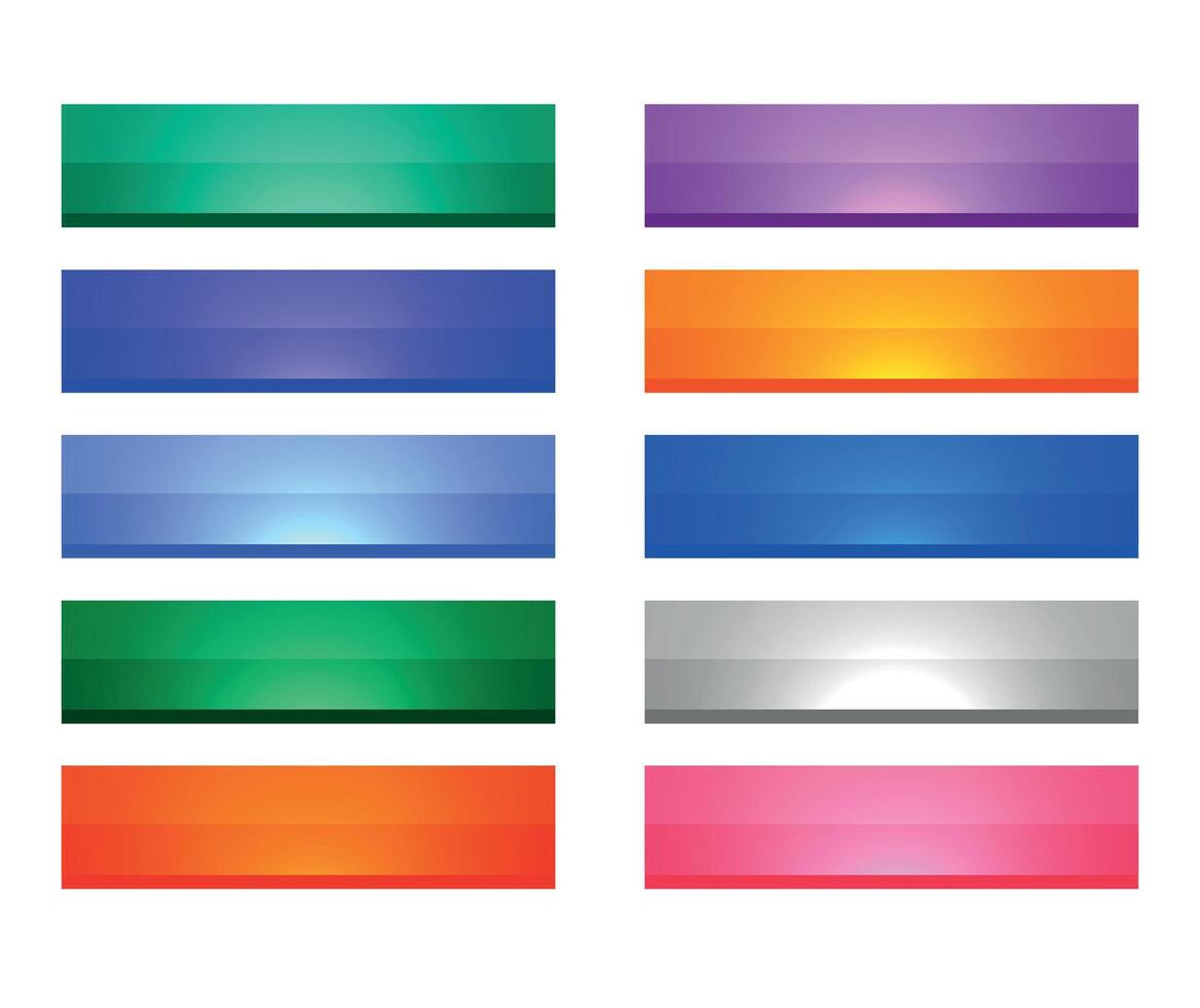 3d style shiny rectangular buttons set of ten vector