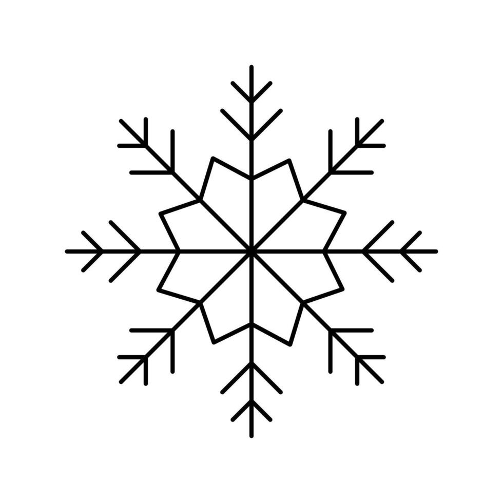 Minimalist Christmas snowflake icon winter showing eight-fold radial symmetry vector