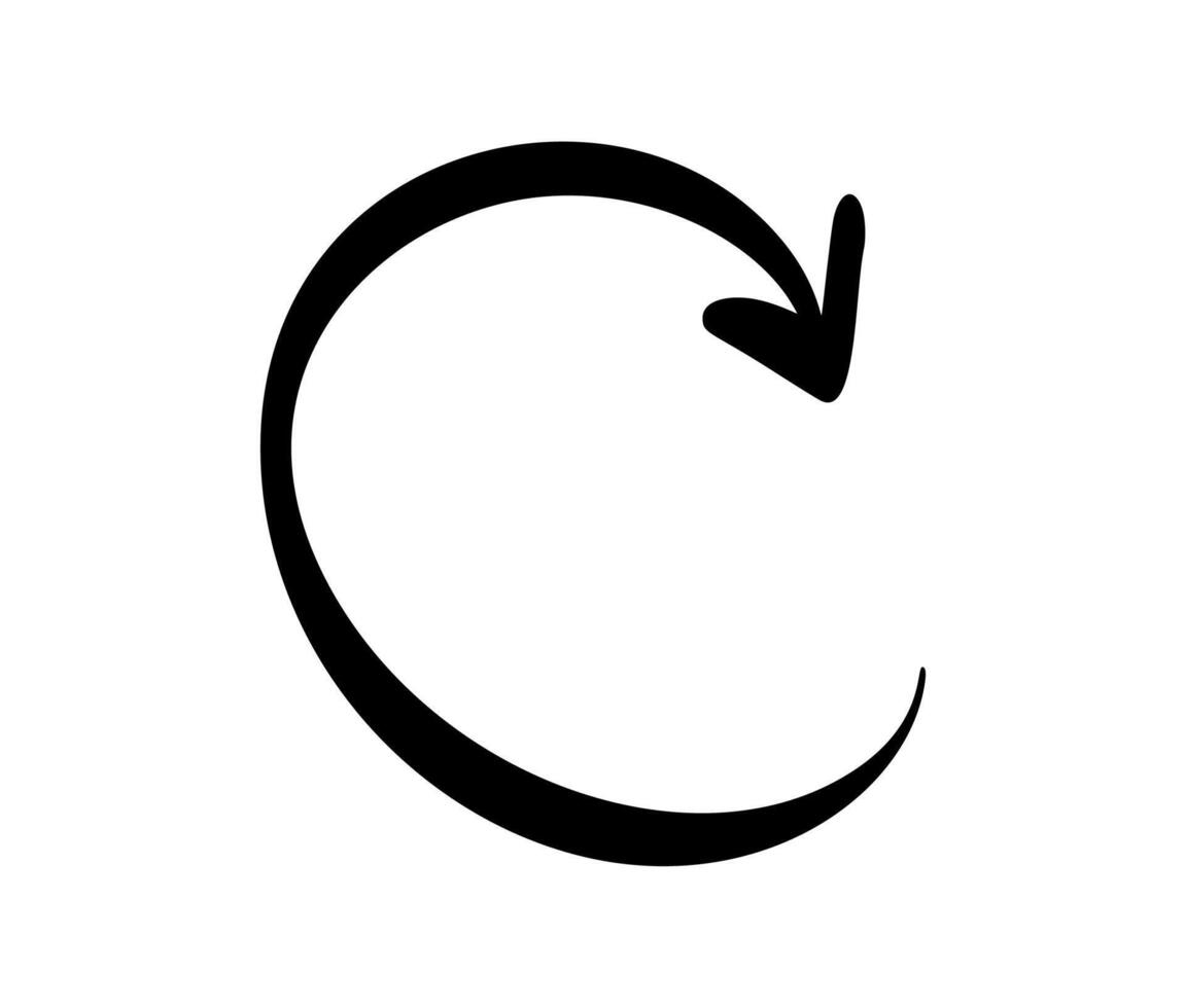 Black arrow pointing down following a curved path vector